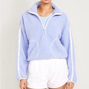 Old Navy Loose Sherpa Quarter-Zip Pullover Peri Heir Tall